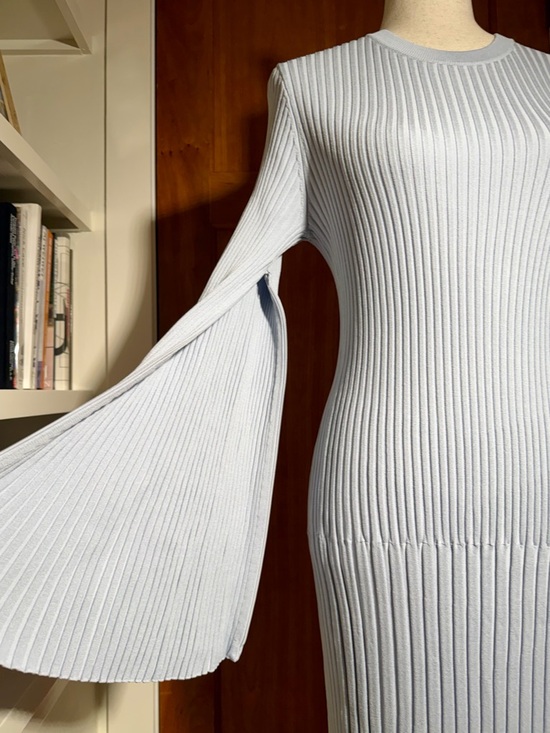 Proenza Schouler Dresses & Skirts - Proenza Schouler Light Blue Cape Sleeves Rib-Knit Maxi Dress